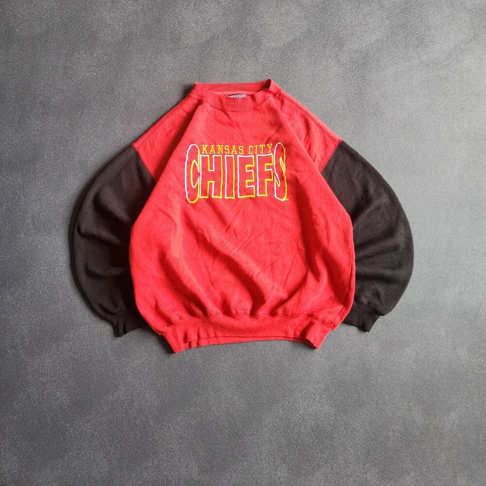 Vintage 90's Kansas City Chiefs Logo 7 Red Black Sweatshirt XL